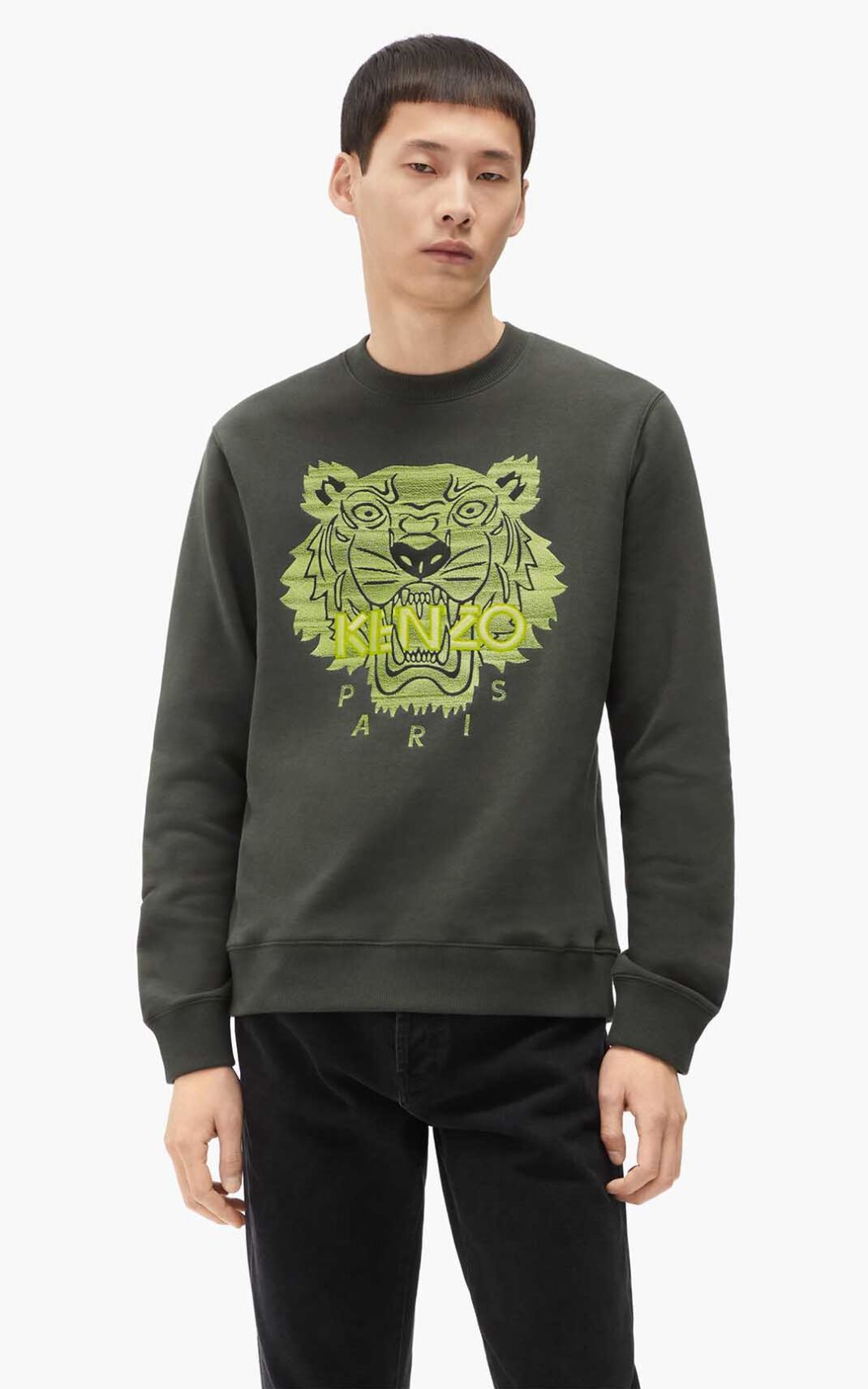 Sweatshirt Kenzo Tiger Masculino - Caqui Escuro | 371GFWEKD